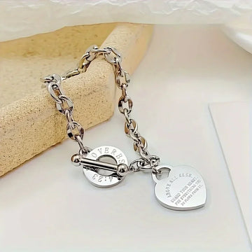 Stainless Steel Double Heart Couple Bracelet