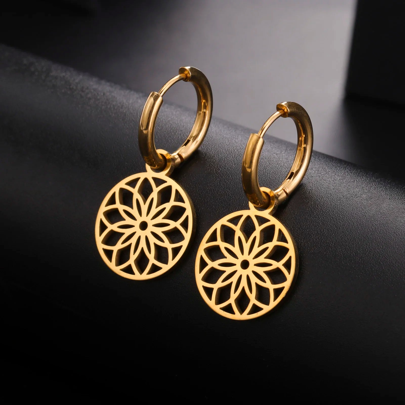 Chakra Flower of Life Drop Earrings