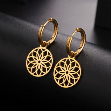 Chakra Flower of Life Drop Earrings