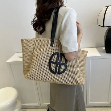 Straw Hollow Out Knitting Tote Bag